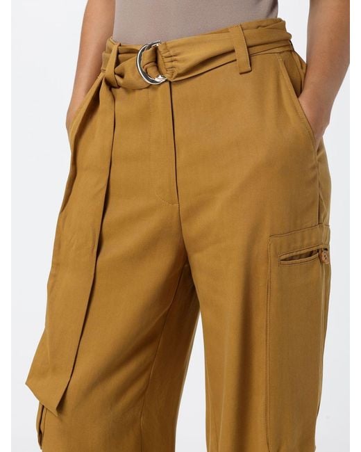 Twinset Yellow Lyocell Cargo Trousers