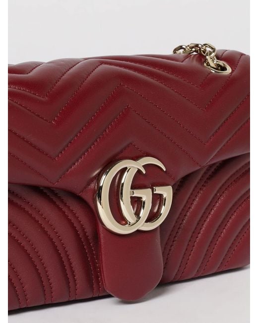 Gucci Red Gg Marmont Medium Shoulder Bag