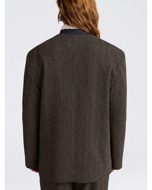 Momoní Black MomonÌ Asymmetric Cotton And Linen Blend Blazer