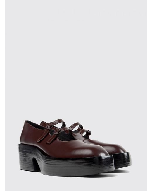 Camper White Billie Brushed Leather Pumps