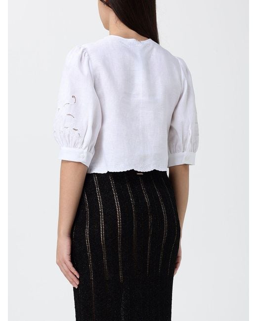 Twinset White Embroidered Linen Top