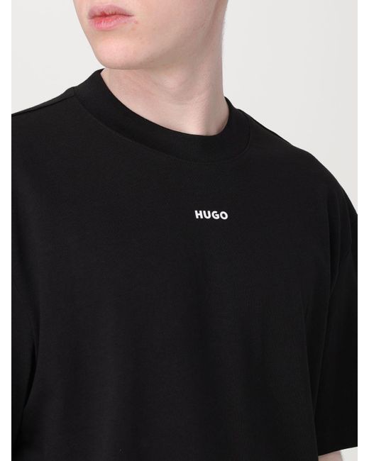 T-shirt in cotone con logo di HUGO in Black da Uomo
