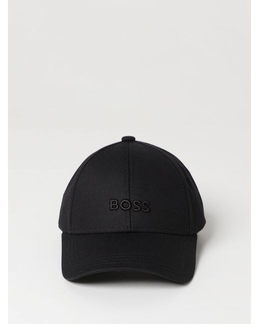 Cappello in cotone con logo ricamato di Boss in Black