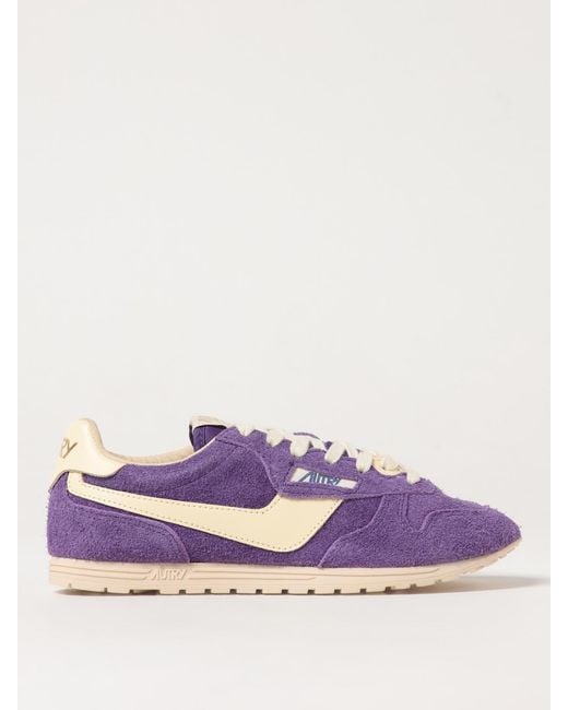 Autry Purple Comfortable And Stylish Suede Upper Low Top Shoes With Lace-Up Closure