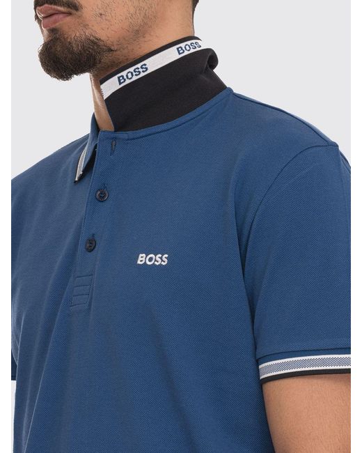 Boss Basic Baumwoll-Polohemd in Blue für Herren