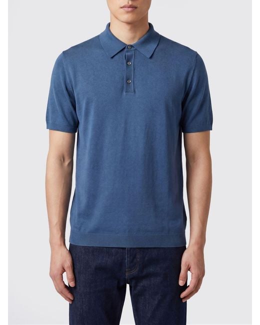 Roberto Collina Blue Knit Polo Shirt for men