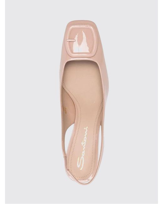 Santoni Pink Patent Leather Slingback Pumps