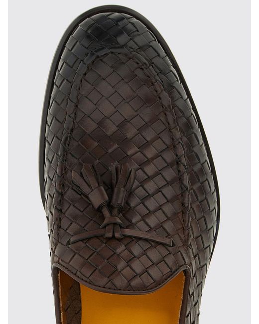 Doucal's White Woven Calfskin Leather Loafers With Tassels And Leather Sole for men