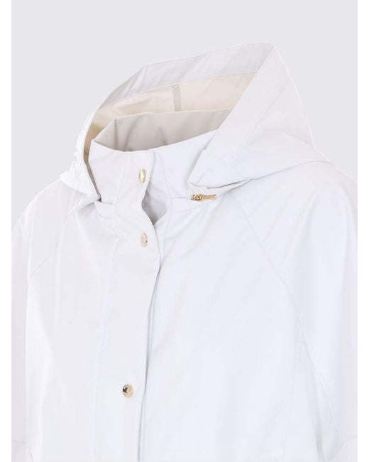 Moorer White Florida Short Windbreaker Jacket With Detachable Hood And High Neck