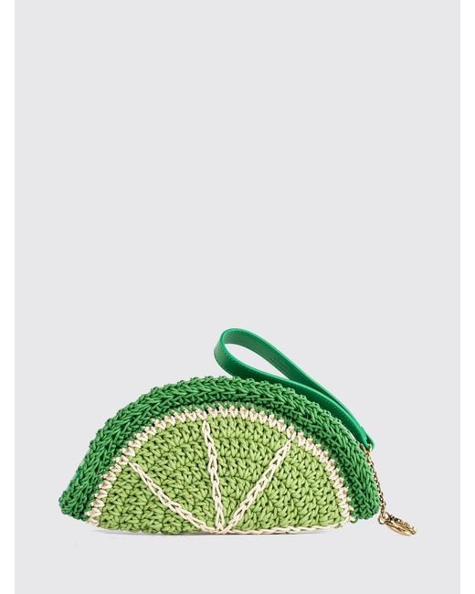 Chloé Green ChloÉ Tropicus Lime Slice Crochet Cotton Clutch With Handle
