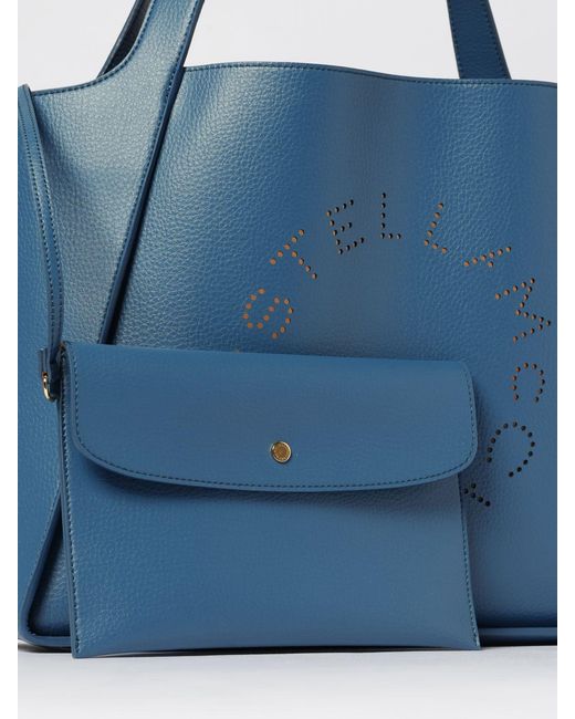Stella McCartney Blue Grained Faux Leather Tote Bag