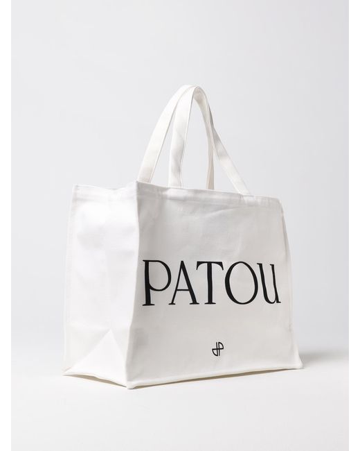 Patou White Cotton Canvas Tote Bag