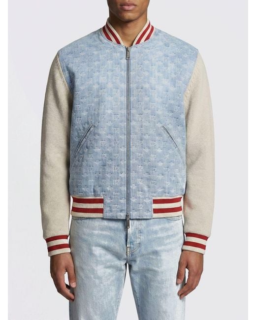 DSquared² Blue Cotton Bomber Jacket With Logo for men