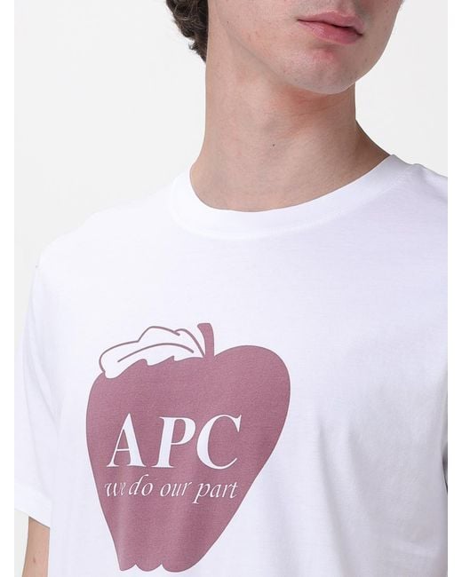 A.P.C. White Printed Cotton T-Shirt for men