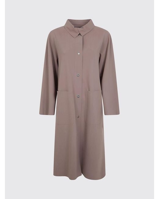 Herno Gray Single-Breasted Knee-Length Jersey Trench Coat With Classic Collar