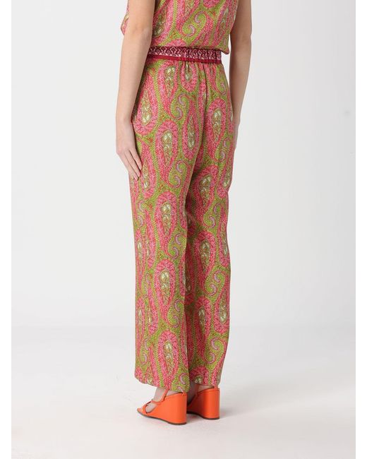 Etro Pink Printed Silk Trousers