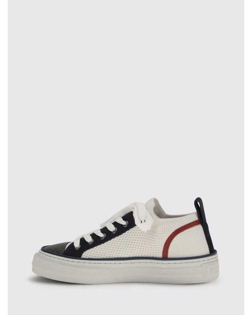 Brunello Cucinelli White Cotton Knit And Leather Sneakers With Monile