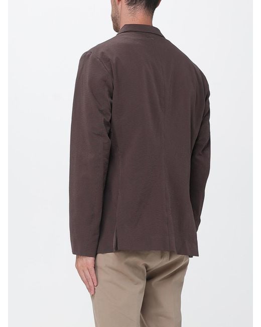 Herno Brown Single-Breasted Technical Fabric Blazer With Patch Pockets for men