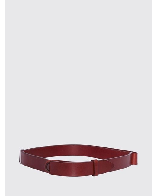 Orciani Red Leather Nobuckle Belt for men