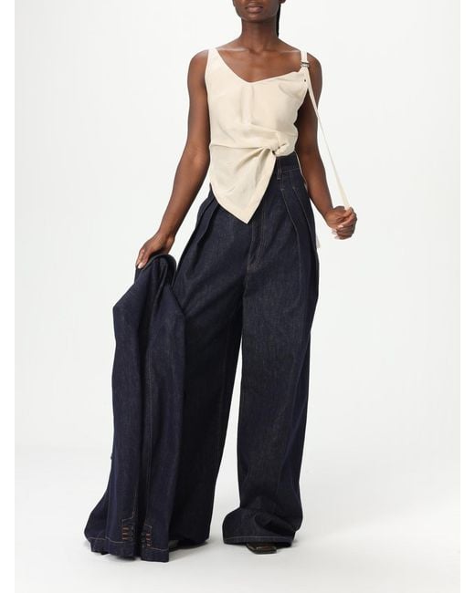 Sportmax Natural Silk Cami Top With Asymmetrical Strap