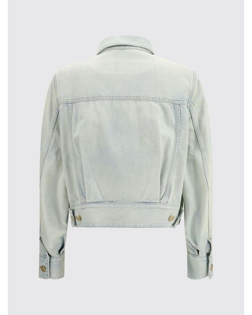 Jacob Cohen Blue Bleached Denim Jacket With Patch Pockets And Classic Collar