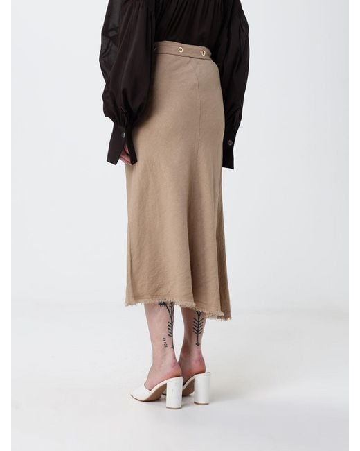Pinko Natural Asymmetric Linen Blend Skirt