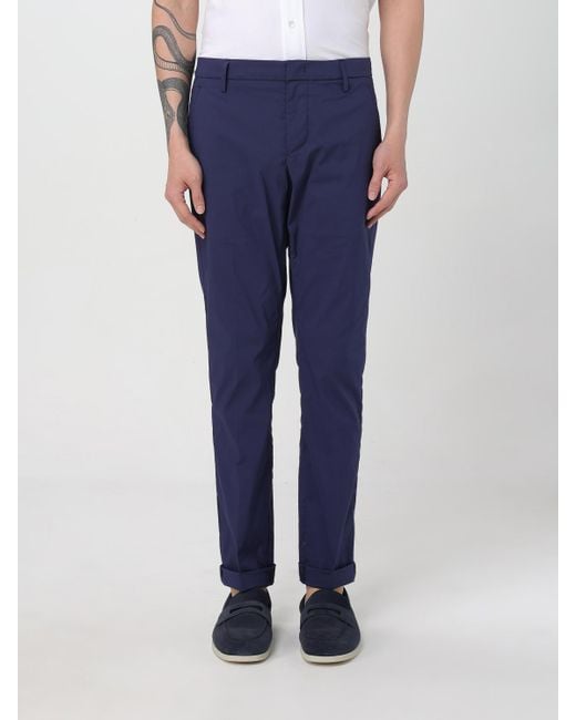Dondup Blue Stretch Cotton Trousers for men