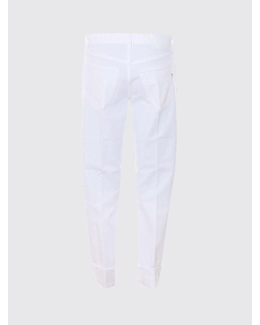 Jeans Cropped Fit De Denim Elástico Dondup de color White