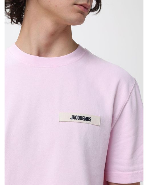 Jacquemus Pink Cotton T-Shirt With Logo for men