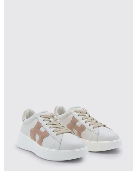 Hogan White Rebel Nappa Leather Sneakers
