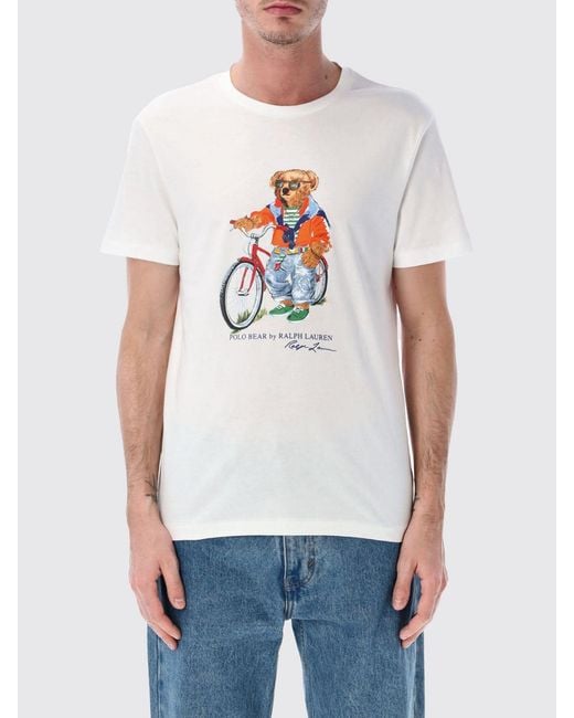 Polo Ralph Lauren White Cotton T-Shirt With Bear Print for men