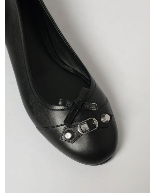Balenciaga Black City Up Leather Ballerinas