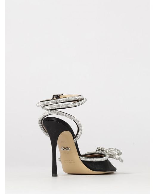 Mach & Mach Black Mesh Nylon Pumps With Rhinestones