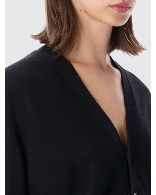 Lemaire Black Relaxed Fit Wool Blend V-Neck Cardigan With Buttons