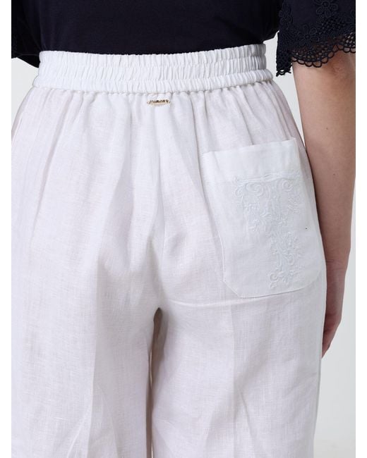 Twinset White Linen Palazzo Trousers