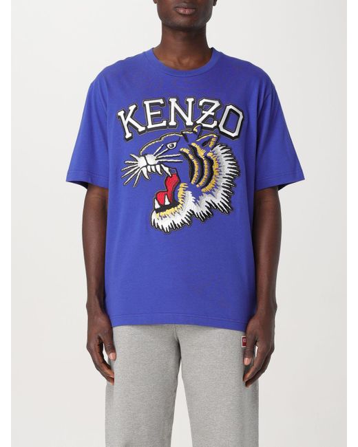 T-shirt Tiger Paris in cotone di KENZO in Blue da Uomo