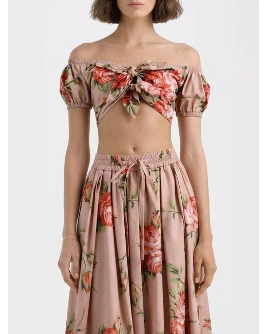 Dolce & Gabbana Pink Dolce &Amp Gabbana Cotton Top With Floral Print