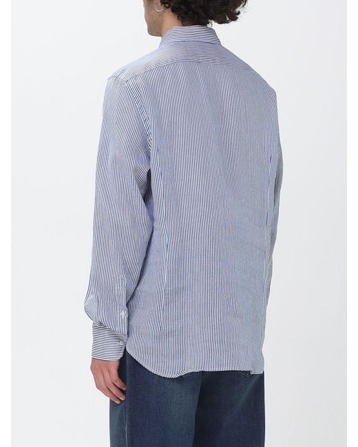 Mc2 Saint Barth Blue Striped Linen Blend Shirt for men