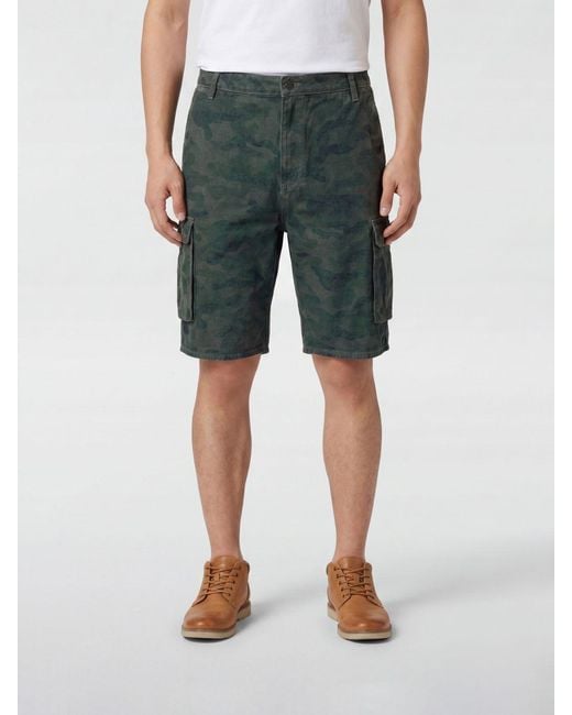 Daily Paper Green Camouflage Print Cotton Cargo Shorts With Mid-Rise Waist for men