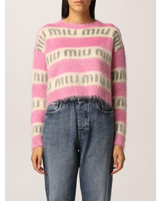 Miu Miu Sweater in Pink | Lyst Canada