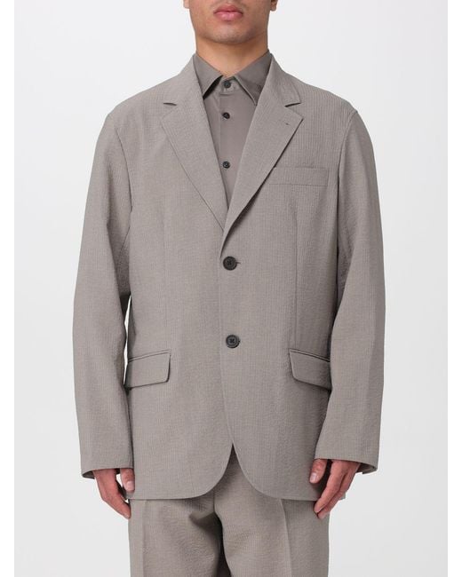 Emporio Armani Gray Single-Breasted Polyester Blazer for men