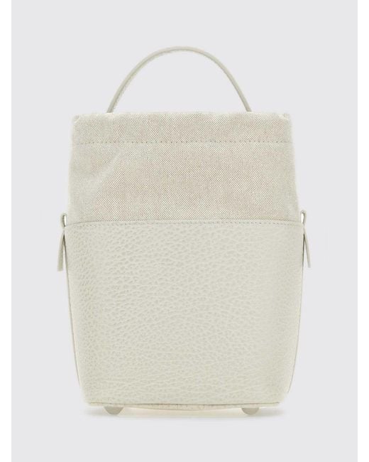 Maison Margiela White 5Ac Mini Grained Leather Bucket Bag
