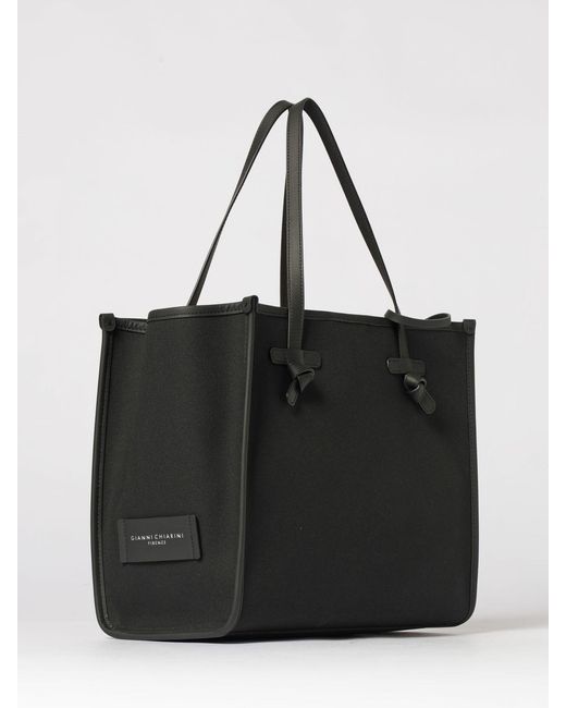 Gianni Chiarini Black Marcella Cotton Canvas And Leather Bag