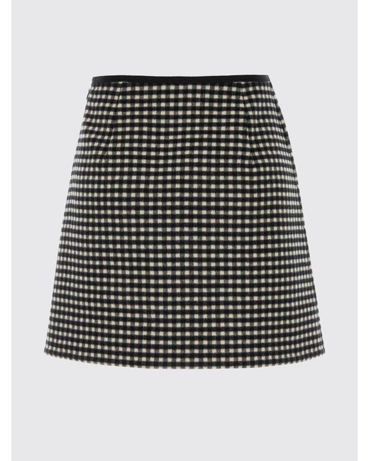 Valentino Black Checked Virgin Wool And Cashmere Skirt