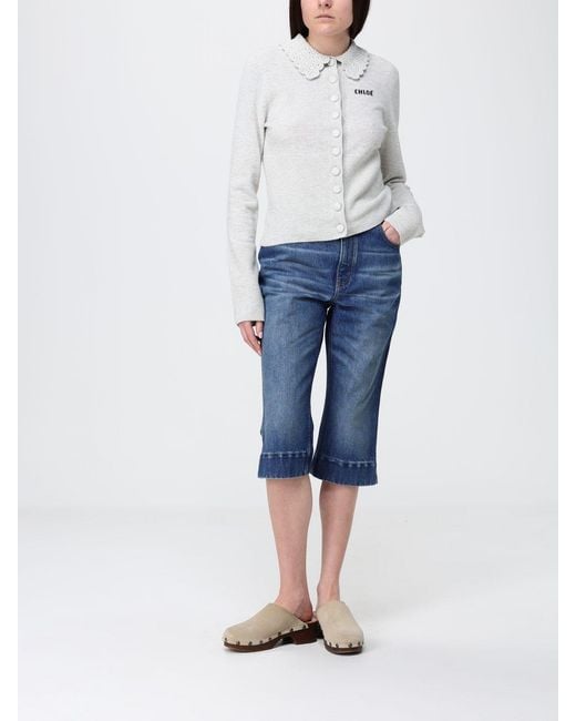 Chlo&Eacute Jeans Cropped Fit De De Algodón Chloé de color Blue