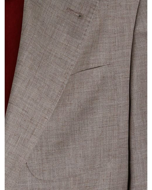 Brunello Cucinelli Natural Wool Blend Single-Breasted Blazer for men