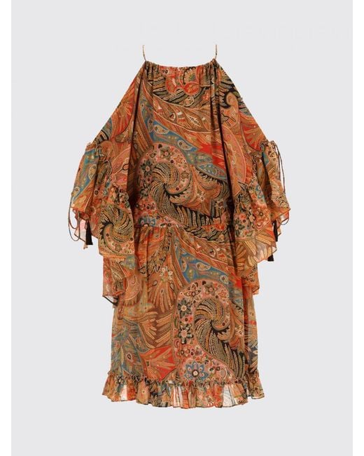 Etro Natural Cotton Mini Dress With Paisley Print