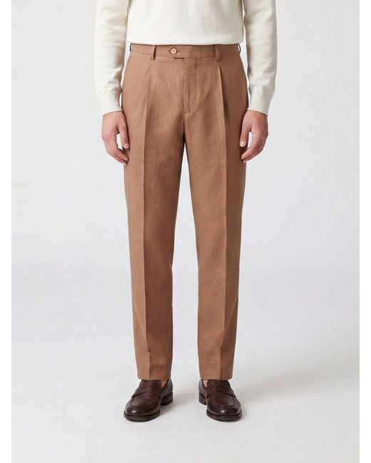 Brunello Cucinelli Natural Cotton And Linen Tailored Trousers for men