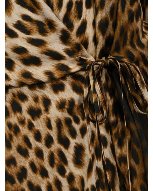 Sportmax Natural Silk Animal Print Shirt Dress
