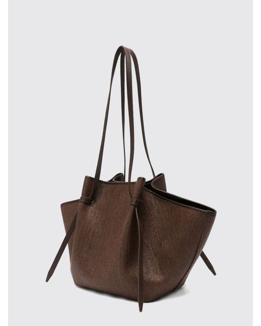 Yuzefi Brown Mochi Raffia And Leather Bag